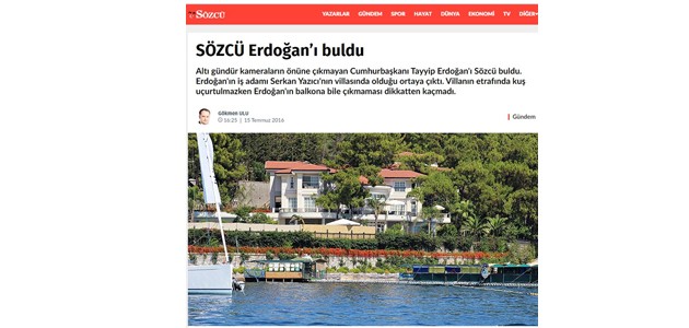 ’Sözcü Erdoğan’ı buldu’  ve ’2016 falınız’ haberi soruşturma dosyasında
