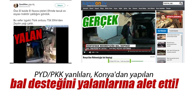 PYD/PKK yanlıları, Konya’dan yapılan bal desteğini yalanlarına alet etti!