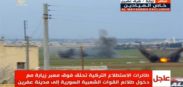 Türk jetleri, Afrin’e giren Esed güçlerini bombalıyor