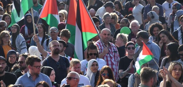 Stockholm’de İsrail katliamları protesto edildi