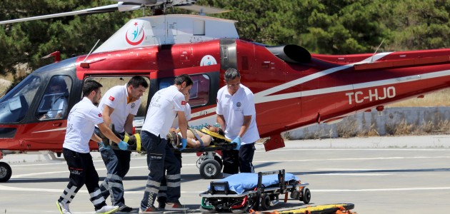 Konya’da yaylada yaralanan epilepsi hastası helikopterle taşındı