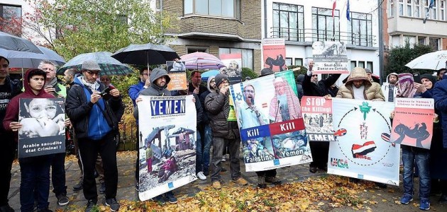 Brüksel’de Suudi Arabistan karşıtı protesto