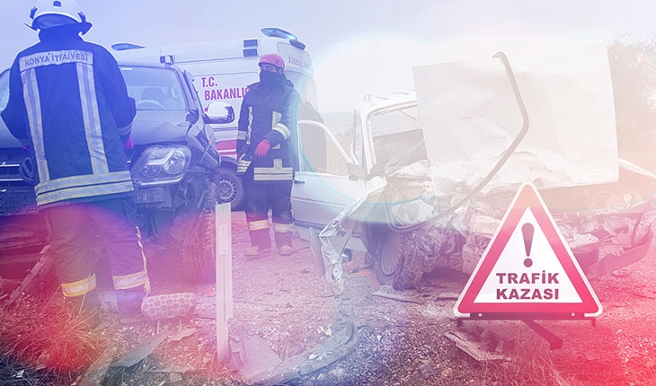 Konya’da iki otomobil çarpıştı: 1 ölü, 9 yaralı