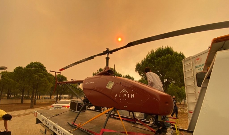 Manavgat'taki yangın insansız helikopter ile gözlenecek