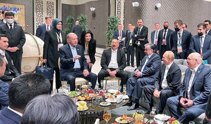 Cumhurbaşkanı Erdoğan, ŞİÖ Zirvesi’ne katılan liderlerle sohbet etti