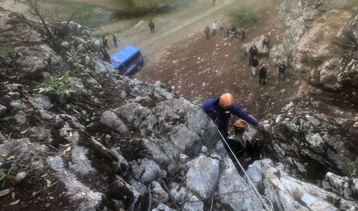 Dik kayalıklarda mahsur kalan keçileri AFAD’ın özel dağcı ekibi kurtardı