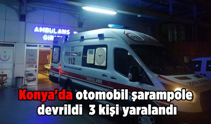 Konya'da otomobil şarampole devrildi 3 kişi yaralandı