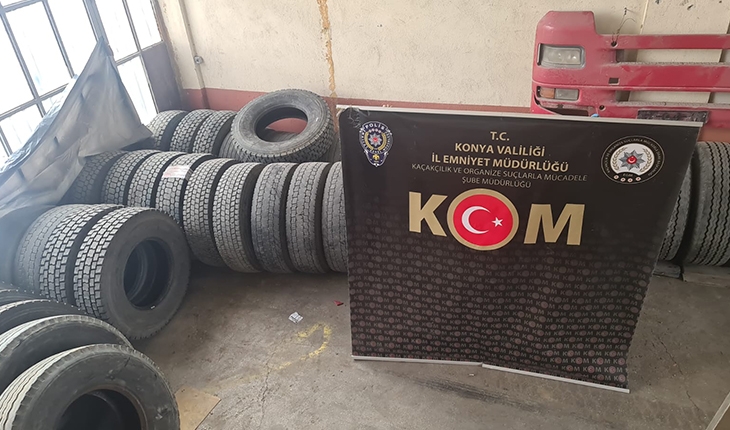 Konya'da kaçakçılık operasyonu: 34 tır lastiği ele geçirildi
