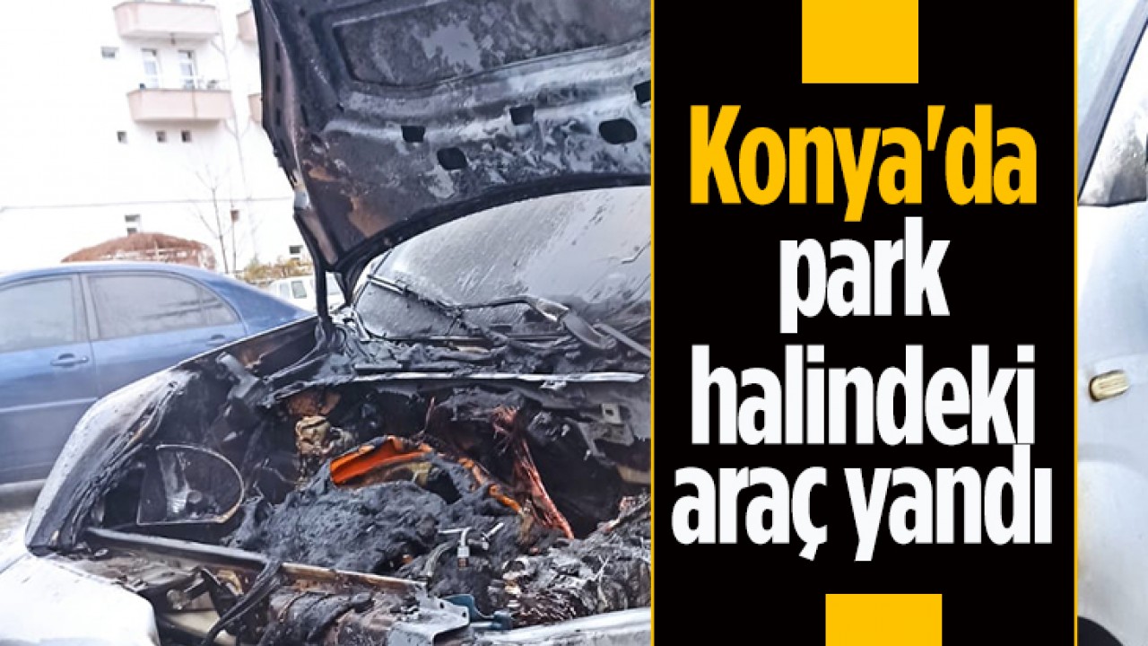 Konya'da park halindeki araç yandı