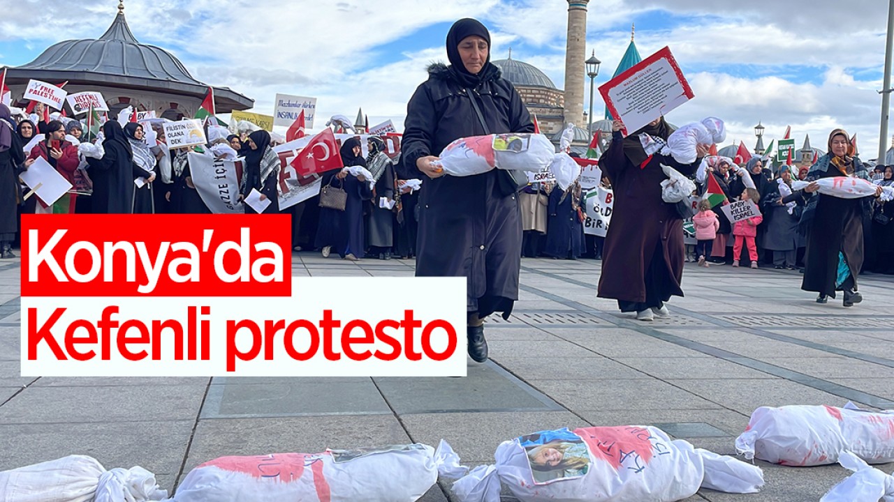 Konya'da kefenli protesto 