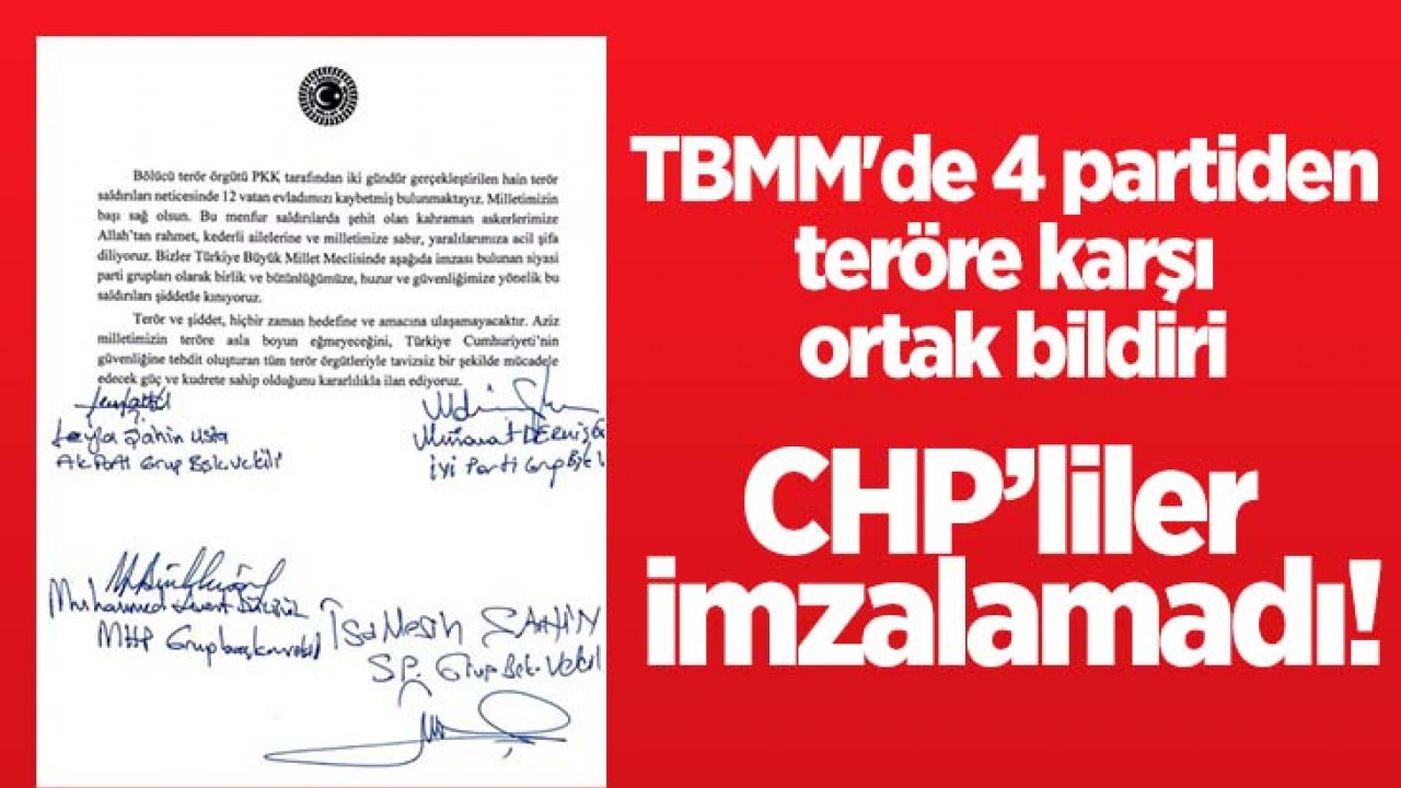TBMM’de 4 partiden teröre karşı ortak bildiri: CHP ve DEM Parti katılmadı