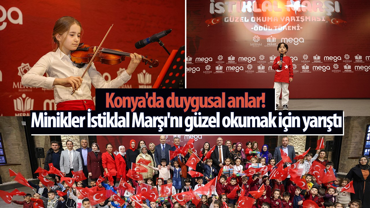 Konya'da duygusal anlar: Minikler İstiklal Marşı'nı güzel okumak için yarıştı