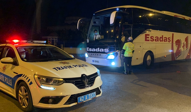 Konya'da yolcu otobüsleri tek tek denetleniyor