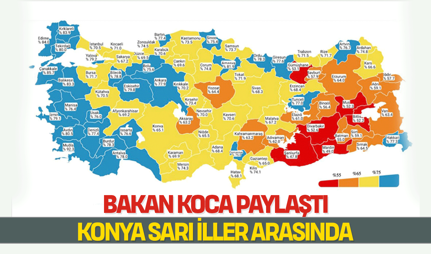 Bakan Koca paylaştı: Konya sarı iller arasında