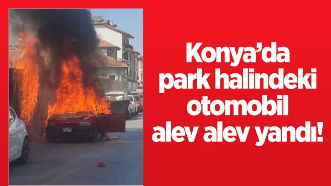 Konya'da park halindeki otomobil alev alev yandı!