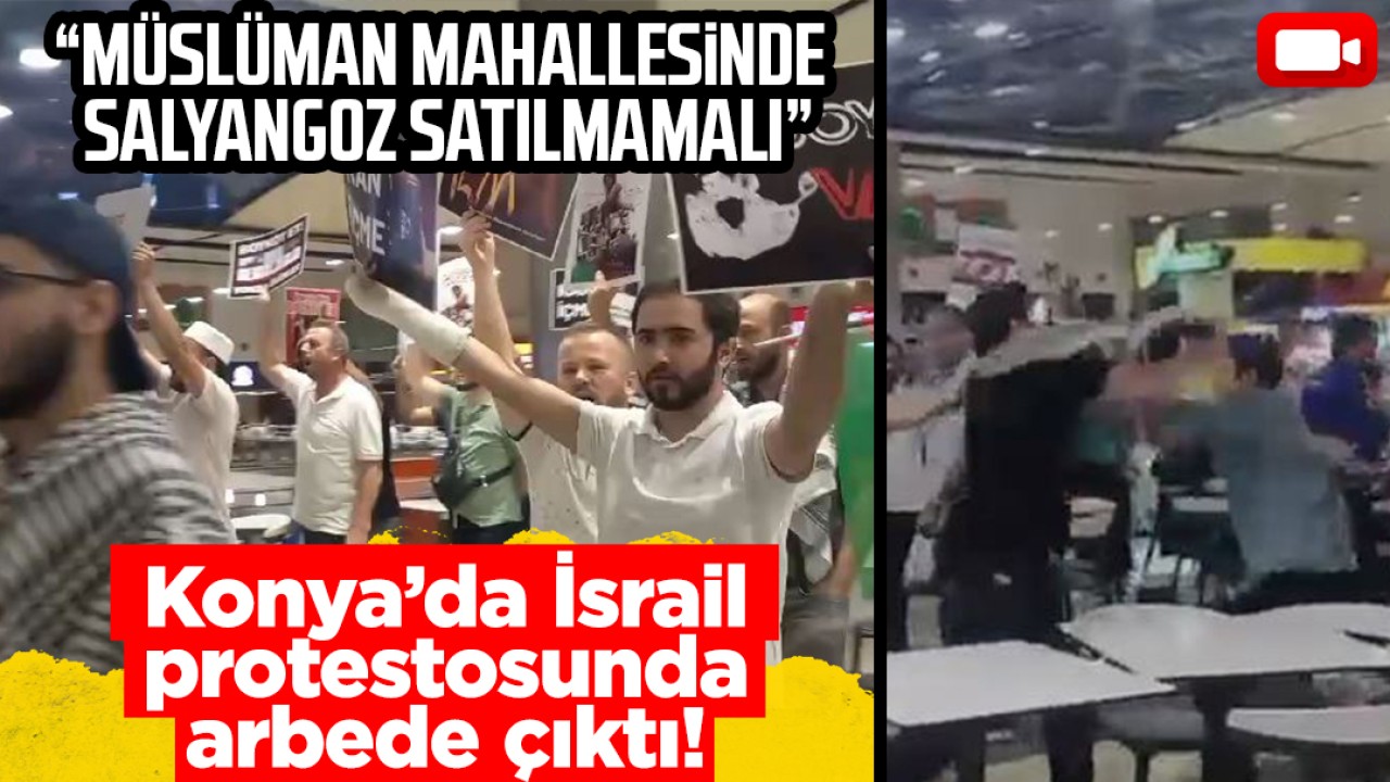 Konya'da İsrail protestosunda arbede çıktı: O anlar kamerada...