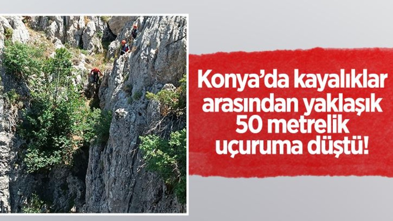 Konya’da kayalıklar arasından yaklaşık 50 metrelik uçuruma düştü!