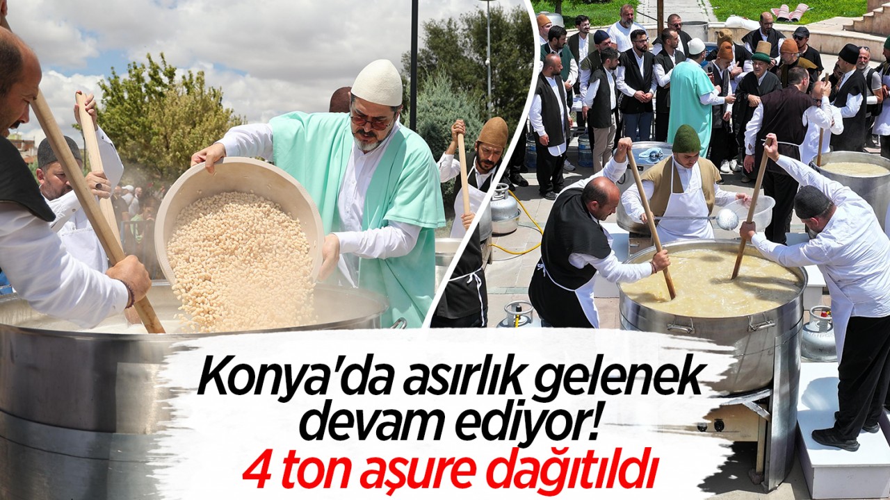 Konya’da asırlık gelenek devam ediyor! 4 ton aşure dağıtıldı