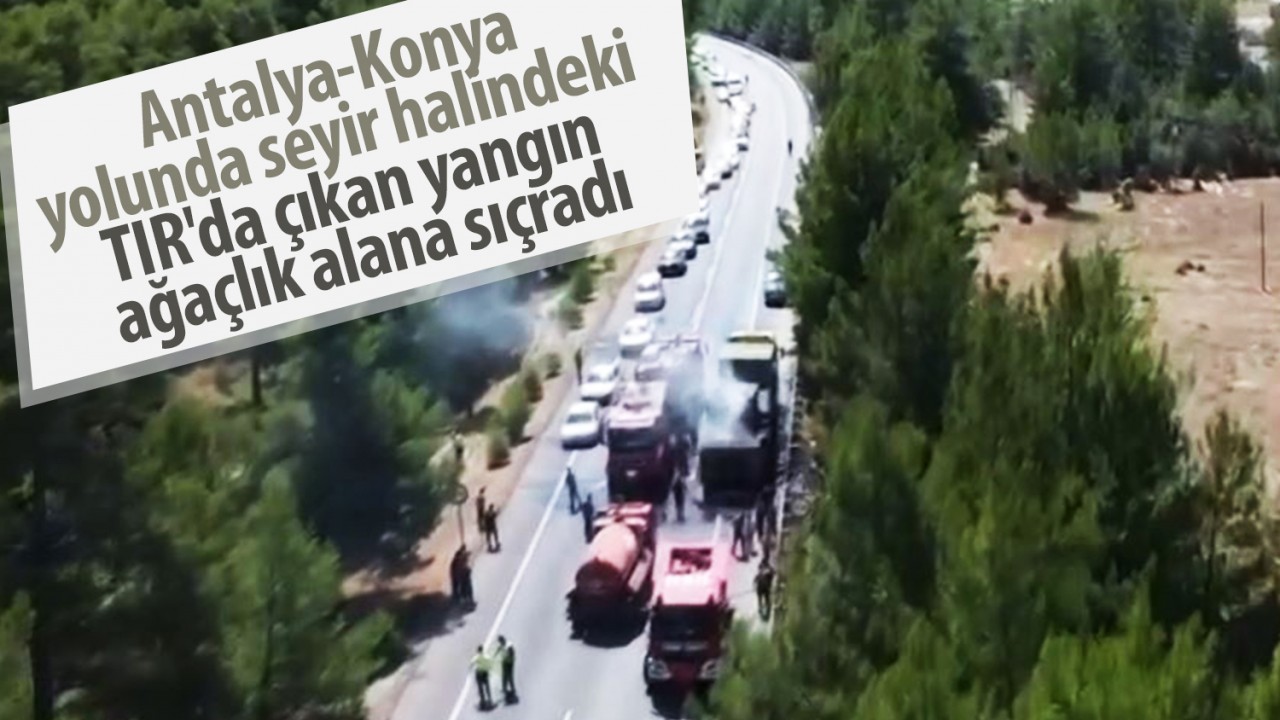 Antalya-Konya yolunda seyir halindeki TIR’da çıkan yangın ağaçlık alana sıçradı