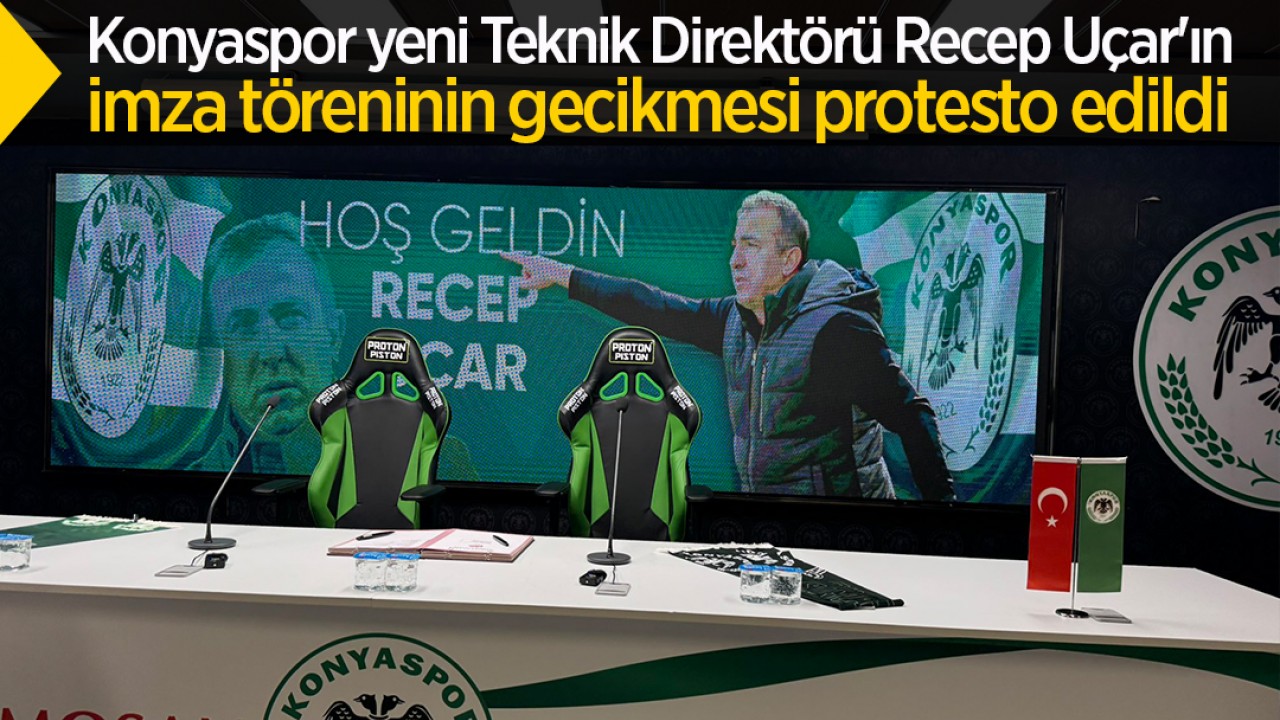 Konyaspor yeni Teknik Direktörü Recep Uçar’ın imza töreninin gecikmesi protesto edildi