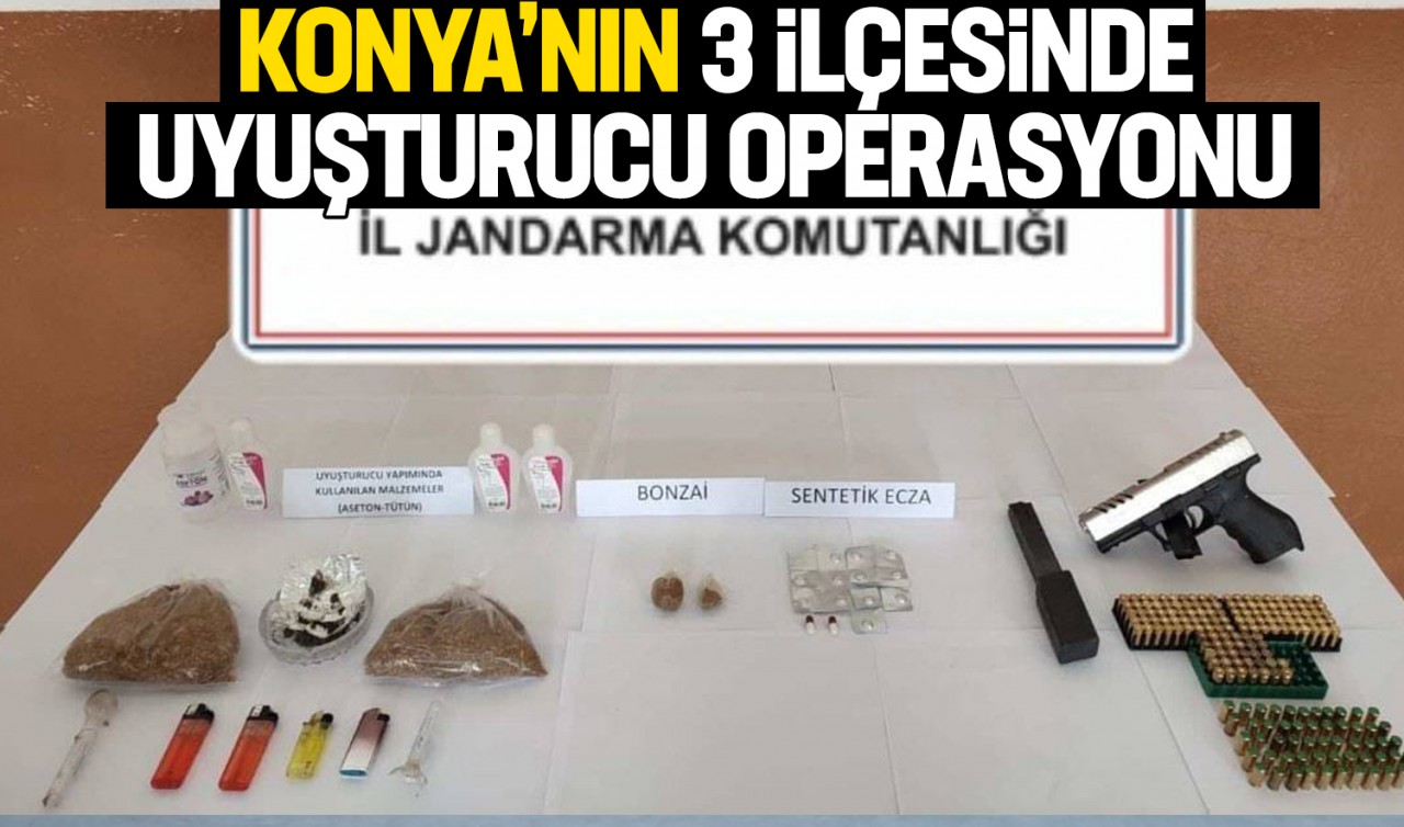 Konya'nın 3 ilçesinde uyuşturucu operasyonu