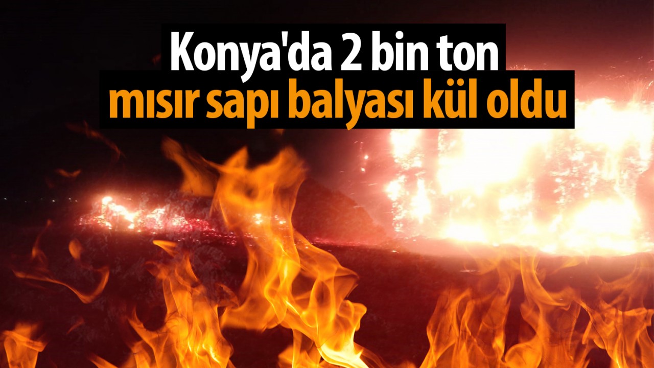 Konya'da 2 bin ton mısır sapı balyası kül oldu