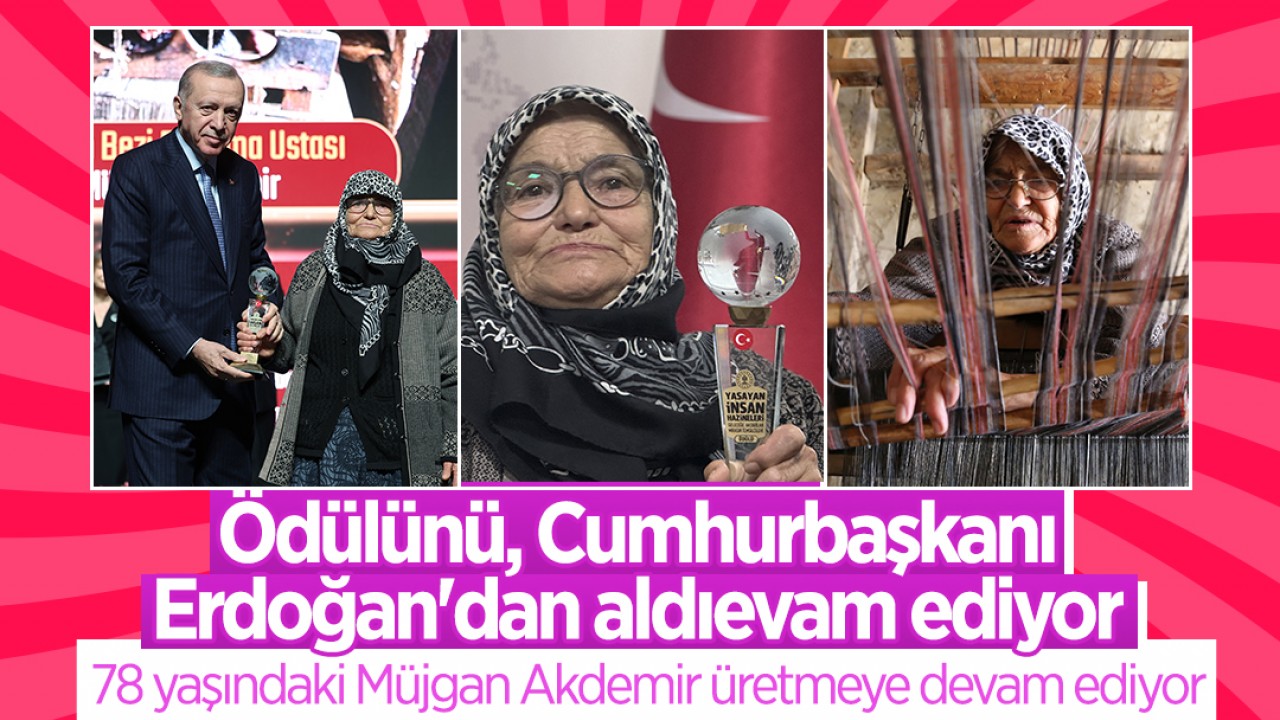 Ödülünü, Cumhurbaşkanı Erdoğan'dan aldı: Konyalı 78 yaşındaki Müjgan Akdemir üretmeye devam ediyor